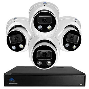 8 Channel Commercial Grade 4K Security Camera System featuring 4 4K AI-SMD Active Deterrence Audio Turret Cameras