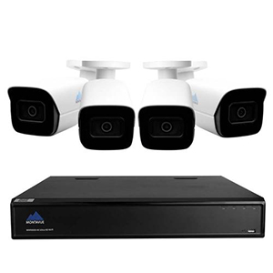 Commercial Grade 8 Channel Ultra HD 4K Security Camera System featuring 4 4K AI Audio IP Cameras ROW ICONS BELOW. Commercial quality 8 Channel 4K NVR with 4 of the newest generation of 4K
