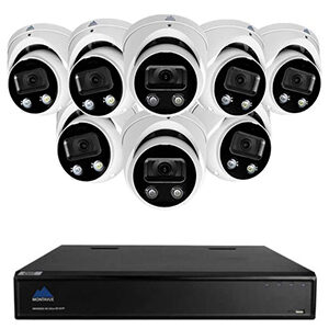 16 Channel Commercial Grade 4K Security Camera System featuring 8 4K Starlight SMD Active Deterrence Audio Turret Cameras