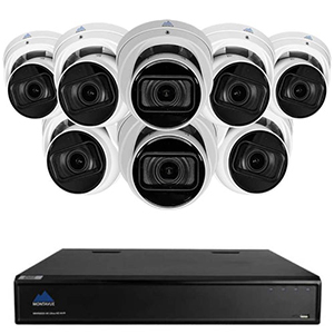16 Channel Ultra HD 4K Security Camera System featuring 8 Smart Motion Detect 4K Varifocal IP Turret Cameras with Built-In Mic